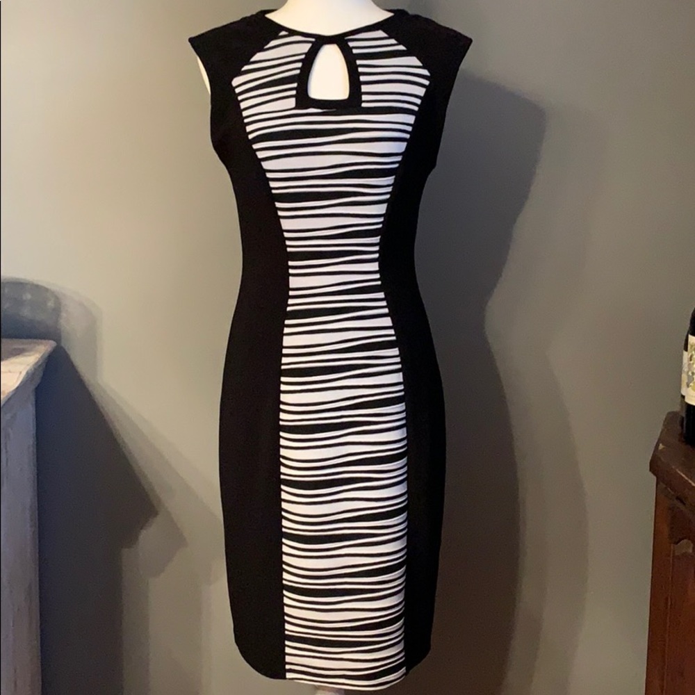 Joseph Ribkoff Black Zebra Bodycon Dress